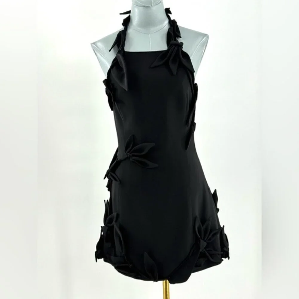 🆕 CULT GAIA 🧿 NWT Elliana Calla Lily Floral Appliqué Mini, Black - Sz 0